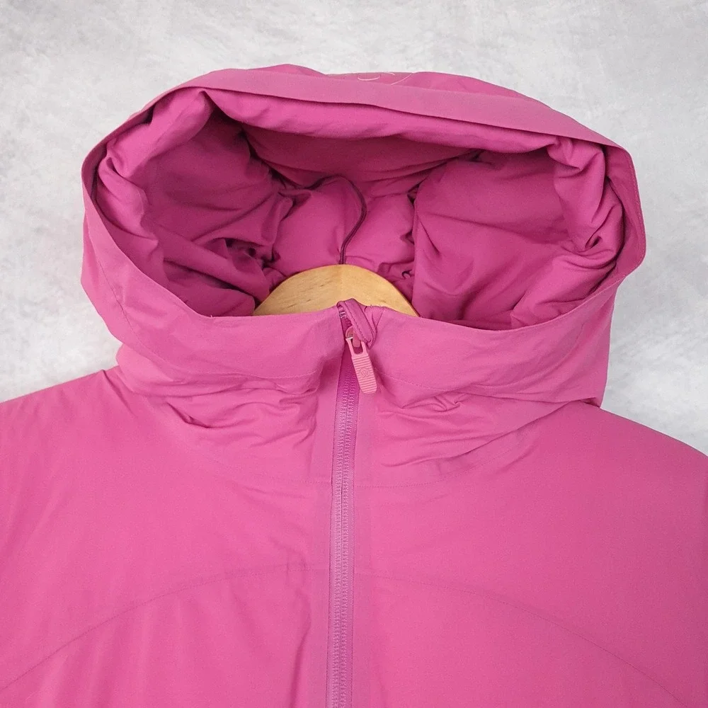 Lululemon Down Puffer Jacket Womens 8 Pink Hooded Sleet Street Coat Full Zip